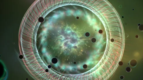 Hypnotic Green Bubble Vortex Rings Swirling Bioluminescent Texture Stock Footage 342842966