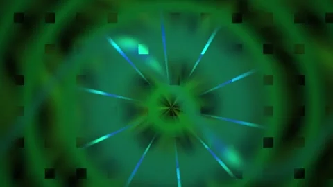 Hypnotic Green Kaleidoscope Pattern with Pulsing Light Rays and Geometric M.. Stock Footage 341807615