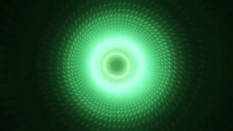 A hypnotic green vortex with a grid-like wireframe tunnel spiraling towards.. Stock Footage 291539771