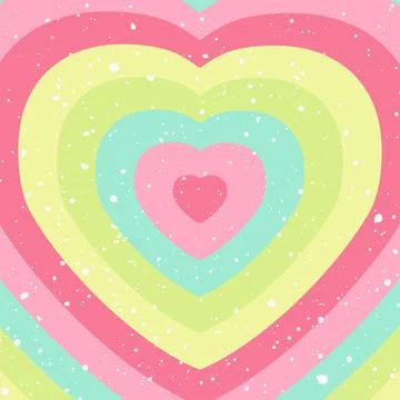 Hypnotic heart tunnel. Multi colored retro wallpaper, psychedelic mood, style of Stock Illustration