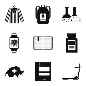 Hypnotic icons set, simple style Stock Illustration