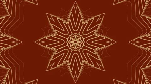 Hypnotic kaleidoscope animation with a repeating red and gold star pattern Stock Footage 303360049