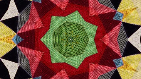Hypnotic kaleidoscope pattern with a textile texture Stock Footage 341283032