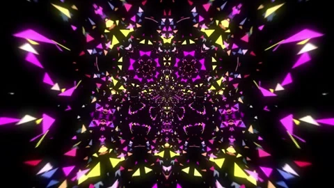 Hypnotic kaleidoscope vortex with with face occurring patterns in vibrant colors Stock Footage 337412383