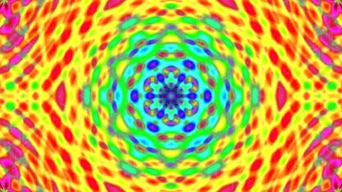 Hypnotic kaleidoscopic geometric pattern loop in bright neon gradients Stock Footage 336533282
