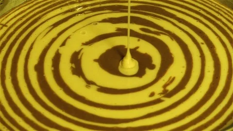 Hypnotic Layered Cake Dough Poured into Mold Stock Footage 120401474
