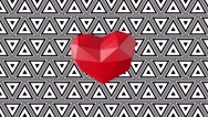 Hypnotic Love Kaleidoscope. Psychedelic Valentines Day. Low Poly Red Heart Stock Footage