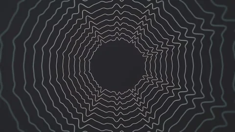 Hypnotic, monochrome tunnel of vibrating, circular waves. Abstract 4K animation Stock Footage 324747786