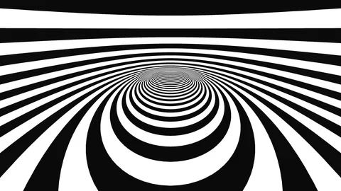 Hypnotic motion with black and white rings Stock Footage 70352342