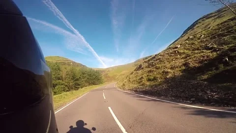 Hypnotic motorcycle ride through Welsh valleys and mountains. Stock Footage 134822033