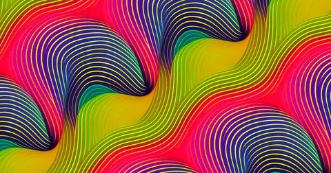 Hypnotic multicolored wavy lines 8K wallpaper background Stock Illustration