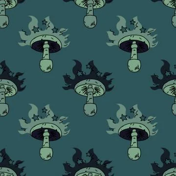 Hypnotic mushroom seamless pattern Stock Illustration