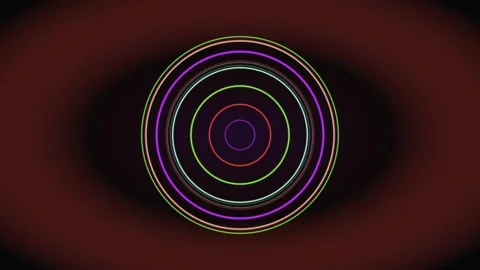 Hypnotic Neon Concentric Circles Pulsating Abstract Motion Background Loop .. Stock Footage 340543281