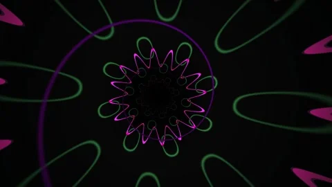Hypnotic Neon Kaleidoscope Pattern Pulsing with Vibrant Pink and Green Ligh.. Stock Footage 340526292