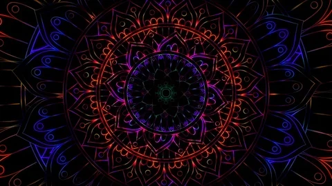 Hypnotic Neon Mandala Stock Footage 85889947