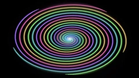 Hypnotic neon spiral rotating in dark space creating mesmerizing colorful s.. Stock Footage 345896490