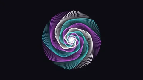 Hypnotic Neon Spiral Vortex Background, Glowing Purple and Cyan Swirl Loop Stock Footage 329903736