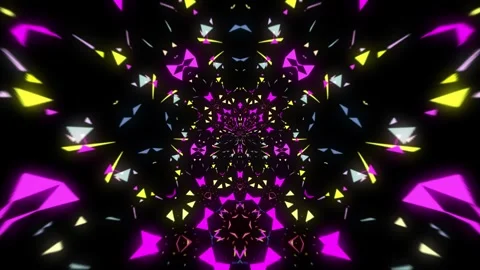 Hypnotic neon triangle tunnel loop with geometric shapes on dark background Stock-Footage 339878229