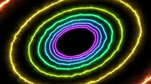 Hypnotic Neon Tunnel Loop  Radiating Colorful Plasma Ring Video stock 332545490