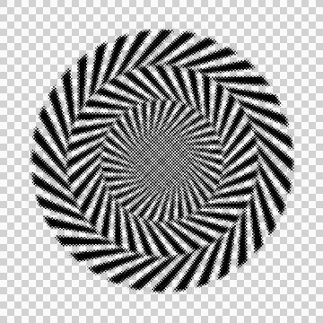Hypnotic optical illusion circular pattern with radiating black and white z.. Stock Illustration