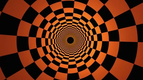 Hypnotic orange and black checkered spiral tunnel abstract dynamic backgrou.. Stock Footage 335687483