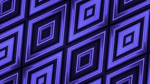 Hypnotic pattern with diamonds on surface. Motion. Beautiful 3D animation with Illustrazione stock