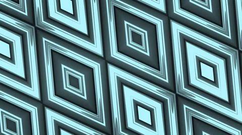 Hypnotic pattern with diamonds on surface. Motion. Beautiful 3D animation with Illustrazione stock