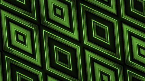 Hypnotic pattern with diamonds on surface. Motion. Beautiful 3D animation with Stock Illustration