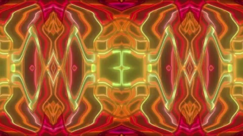 Hypnotic Psychedelic Loop – Neon Abstract Visuals | 60s VJ Animation Stock Footage 305041868