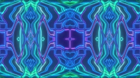 Hypnotic Psychedelic Loop – Neon Abstract Visuals | 60s VJ Animation Stock Footage 305042408