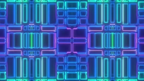 Hypnotic Psychedelic Loop – Neon Abstract Visuals | 60s VJ Animation Stock Footage 305042864