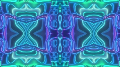 Hypnotic Psychedelic Loop – Neon Abstract Visuals | 60s VJ Animation Stock Footage 305044012