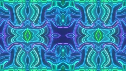 Hypnotic Psychedelic Loop – Neon Abstract Visuals | 60s VJ Animation Stock Footage 305046073