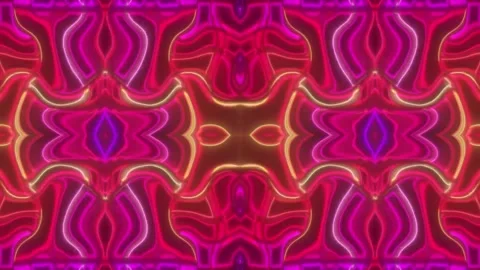 Hypnotic Psychedelic Loop – Neon Abstract Visuals | 60s VJ Animation Stock Footage 305048383