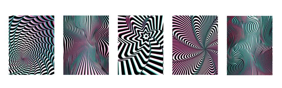 Hypnotic psychedelic patterns with optical waves Stock Illustration