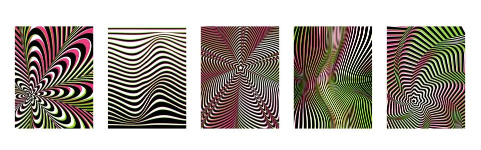 Hypnotic psychedelic patterns with optical waves Stock Illustration