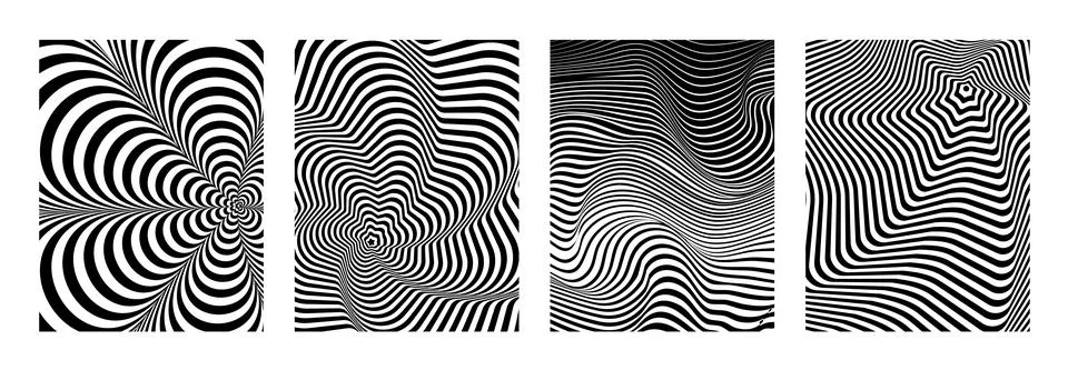 Hypnotic psychedelic patterns with swirling waves Stock Illustration