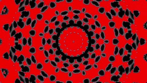 Hypnotic, pulsing red and black geometric designs spin Stock Footage 345434471