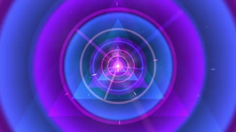 Hypnotic Purple Concentric Triangular Tunnel Flow Video stock 331115607
