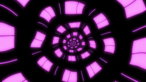 Hypnotic purple neon tunnel vortex loop, geometric digital background animation Stock Footage 344052730