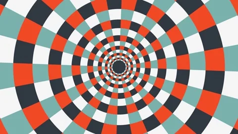 Hypnotic radial checker vortex in orange Stock Footage 348269061