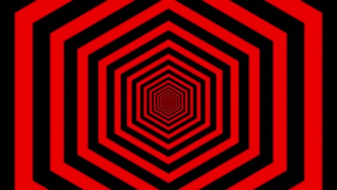 Hypnotic red and black hexagonal tunnel illusion animation background loop Stock Footage 319826633
