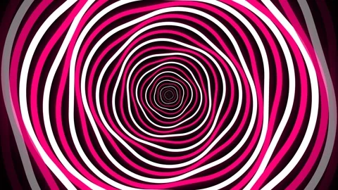 Hypnotic red and white circular lines creating a deep tunnel visual effect Stock Footage 335145982