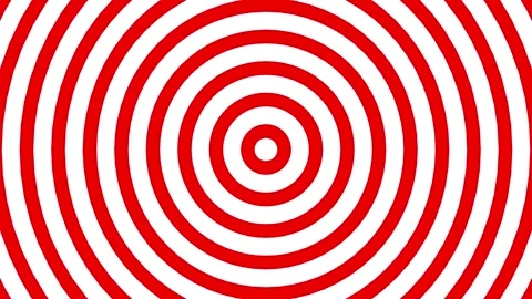 Hypnotic Red and White Concentric Circles Visual Illusion. Stock Footage 319455455