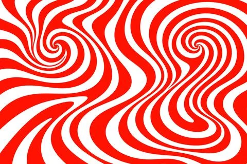 Hypnotic Red And White Spiral Optical Illusion Background Stock Illustration