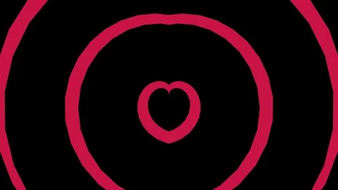 Hypnotic Red Heart Concentric Rings Pulsing on Black Stock Footage 329376693