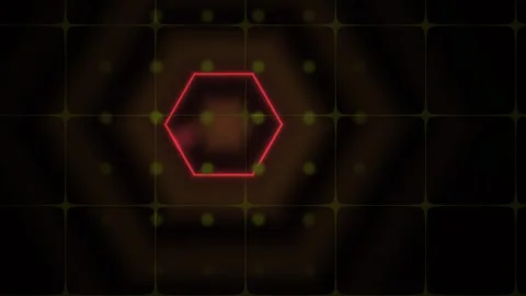 Hypnotic Red Hexagon Pulsing Tunnel Animation. Stock Footage 334533514