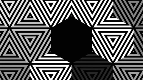 Hypnotic rhythmic movement of geometric black and white shapes Stock Footage 90799987