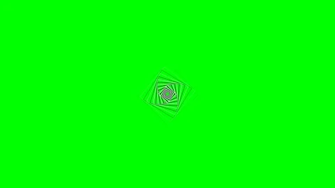 Hypnotic rotating square pattern isolated on a solid vibrant green background Stock Footage 340904796