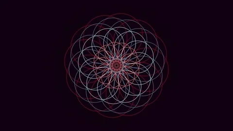 Hypnotic sacred geometry mandala pattern glowing fractal design on black Stock Footage 337164988